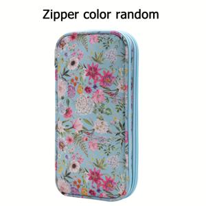 TEMU 빈티지 프린트 수납 가방, 코바늘 뜨개질 도구 및 뜨개질 도구에 적합, 긴 수납 파우치, 수제 공예 도구 정리함, 원형 바늘 및 스웨터 바늘 정리함, 재봉 용품 수납 가방, 4가지 다양한 색상으로 제공