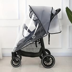 TEMU 유모차 레인 커버, 범용 유모차 액세서리 - 방수 및 방풍 여행 날씨 보호 커버, 두껍고 내구성, 먼지 및 눈 방지, 투명한 시야를 위한 통기성 메시.