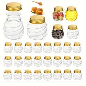 TEMU 2온스 벌집 모양 플라스틱 병 30개입 (금색 뚜껑 포함), 미니 꿀 병, 넓은 입구 용기, 파티 웨딩 선물 상자, 베이비 샤워, 선물, 젤리, 바닐라, 잼, 사탕 플라스틱 병에 적합한 작은 향신료 병