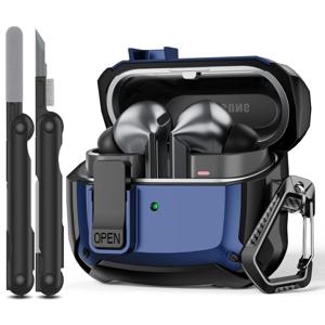 TEMU 삼성 갤럭시 버즈 3 케이스 & 버즈 3 프로 케이스 풀 바디 충격 방지 하드 쉘 보호 커버, 안전 잠금 클립 및 청소 키트 포함