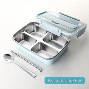 TEMU 누수 방지 스테인리스 스틸 3단 도시락통 - 내구성 강한, 세척 쉬운 학생 및 직장인을 위한 벤토 용기, 전자레인지 사용 가능, 백투스쿨