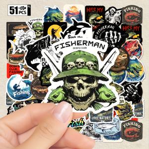 TEMU 50/51/101장 야외 스컬 낚시 스티커, 캠핑 루어 낚시 박스 및 캠퍼 바디 장식 스티커, 노트북, 휴대폰, 캐리어 스티커용, 아버지와 낚시 애호가를 위한 선물