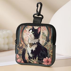 TEMU 1개 소 고양이 패턴 휴대용 동전 지갑 – 동전, 열쇠, 작은 물건을 위한 스타일리시한 디지털 프린트 지갑, 지퍼 클로저가 있는 내구성 있는 폴리에스터, 세탁기 사용 가능, 혼합 색상, 일상 사용에 완벽, 매일 사용하는 동전 지갑 | 예술적인 디지털 프린트 | 폴리에스터 동전 지갑, 동전용 잔돈 지갑