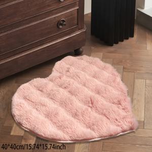 TEMU 하트 모양 버블 플러시 핑크 푹신한 카펫, 발렌타인데이 I Love You 장식. 부드럽고 가벼운 데코 러그, 침실, 거실, 의자 쿠션, 소파 패드에 적합, 세탁기 사용 가능 러그, 실내용 - 다양한 색상으로 제공
