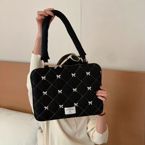 TEMU 발레 스타일 리본 자수 노트북 가방, 13/14인치 및 .6인치 노트북용 싱글 숄더 노트북 수납 파우치|노트북파우치