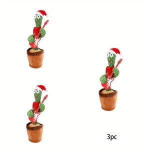 TEMU 3개 크리스마스 선인장 기타 산타 모자 아이언온 비닐 전사 - 티셔츠, 청바지, 후드티 & 백팩용 생동감 있는 DIY 열전달 데칼 - 쉬운 적용 및 세탁 가능, 축제 분위기 디자인, 선인장 크리스마스 장식 액세서리 스타일링