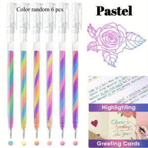 TEMU 【6/18개 마법 젤 펜 세트】DOMUUH 6/18개 마법 젤 펜 세트, 색상 변경 파스텔 네온 글리터, 넓은 팁, 가벼운 플라스틱, 둥근 몸체, 스틱 구조, 성인용 컬러링, 낙서, 스크랩북킹, 저널링을 위한 클릭 오프 캡, 개학 시즌, 사무실 필수품