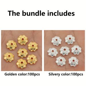 TEMU 100pcs/200pcs 네잎 클로버 비즈 캡 알로이 꽃 스페이서 비즈 엔드 캡 커버 식물 꽃 지원 꼬리 모자, 헤드 커버, 느슨한 비즈 프린트 캡, 꽃 스탠드 커넥터 느슨한 비즈, 수공예 비즈, DIY 보석 만들기 키체인, 귀걸이, 발 체인 액세서리 만들기 재료, 목걸이, 팔찌, 가방 액세서리, 휴일 보석 만들기 DIY 보석 만들기 액세서리