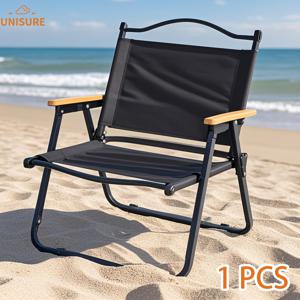 TEMU 캠핑 의자, 휴대용 야외 넓은 접이식 캠핑 의자, 나무 손잡이가 있는 초경량 비치 체어, 피크닉 잔디 공원 여행 하이킹 낚시용, 접이식 의자 330파운드 지지