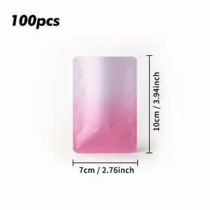 TEMU 100개 그라데이션 플랫 옐로우 & 핑크 3면 밀봉 알루미늄 포일 백, 양면 차광 알루미늄 포일 백, 마스크 샘플 포장 백, 블라인드 박스 포장 백, 파우더 & 액체 분량 포장 백|마스크