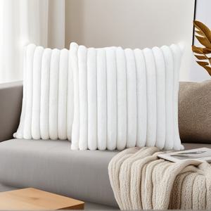 TEMU 인조 퍼 플러시 쿠션 커버 2개 세트, 럭셔리 소프트 플러피 봄 장식 소파 쿠션 커버, 거실용