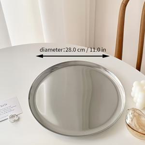TEMU 1/2개 라이트 럭셔리 메탈 실버 라운드 플레이트, 북유럽 스타일 장식 트레이, 보석 수납용 플레이트, 욕실 수납 트레이, 아로마테라피 키 글라스 및 잡동사니 수납용 플레이트, 가정, 커피숍, 레스토랑, 댄스 파티, 크리스마스, 할로윈, 어머니날, 추수감사절, 생일 파티에 적합한 수납 트레이