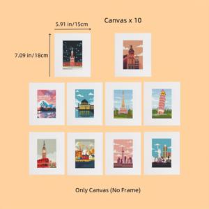 TEMU 초보자를 위한 10개 미니 페인팅 세트, 유명 건물 만화 스타일 에펠탑과 시드니 오페라 하우스 자유의 여신상 DIY 5D 디지털 아트 키트, 핸드크래프트 및 벽 장식용, 액자 없음