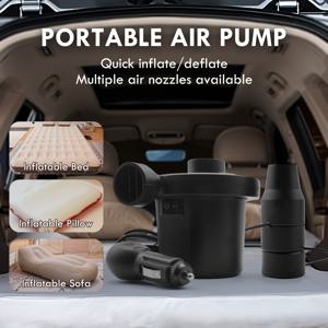 TEMU 강력한 12V 전기 에어 펌프 (에어 매트리스용) - 빠른 공기 주입 및 배기, 모든 종류의 에어 매트리스, 풀 플로트 및 야외 사용 에어 소파와 호환되는 컴팩트한 디자인