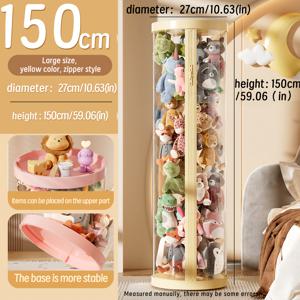 TEMU 1개 투명 다기능 뚜껑 포함 보관 상자 - 인형, 봉제 인형 & 머펫용 튼튼한 흔들림 방지 원통형 - 크리스마스 & 할로윈 장식, 전체적인 디스플레이, 혼합 색상, 내구성 플라스틱, 장난감 상자 & 정리함으로 완벽