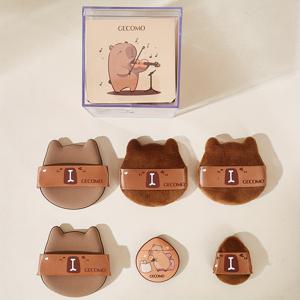 TEMU GECOMO/Grémong 카피바라 프린트 스펀지 세트 6개입 - 듀얼 텍스처 웻 & 드라이 파운데이션 블렌딩 시스템, 흡수 방지 엄지, 인체공학적 밴드 & 카피바라 모양 퍼프 (액체/파우더 파운데이션용 여행용) - /코리안 뷰티