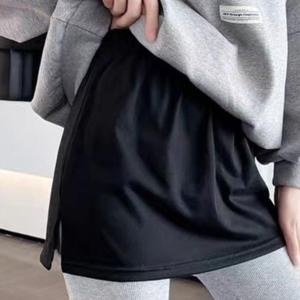 TEMU 여성용 우아한 비대칭 밑단 플레어 스커트 - 탄력 있는 허리, 편안한 착용감의 단색 봄/가을 캐주얼 및 파티웨어, 어머니날 선물용 다재다능한 의상 조합, 귀여운 스커트 디자인