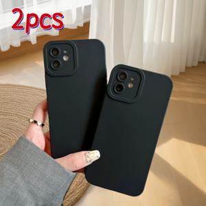 TEMU 아이폰 16 15 14 11 XS XR X 7 /13 미니 플러스 프로 맥스 SE용 순수 블랙 패션 엔젤 아이즈 폰 케이스 두 개 세트, 생일/발렌타인데이/남자친구/ 선물