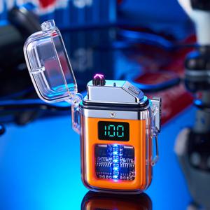 TEMU 새로운 개인화 지능형 인덕션 야외 방풍 더블 아크 라이터 무화염 전자식 휴대용 불꽃 플라즈마 USB 충전식 전기 라이터, 고급 선물용