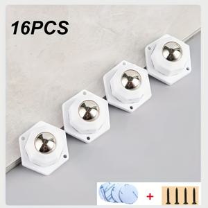 TEMU 16개 세트 헤비듀티 가구 캐스터 - 200kg 용량, 360° 회전 스테인리스 스틸, 접착식 백킹, 부드러운 이동용 휠, 쉬운 이동을 위한 가구 슬라이더, 화이트 & 블랙, 다목적 가구 캐스터, 내구성 플라스틱 휠, 모던 디자인