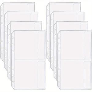 TEMU 10개 세트 A6 바인더 포켓, 지퍼 없음, 현금 예산 관리를 위한 디자인. 투명한 PVC 폴더 6개 구멍이 있으며, 문서 정리 및 6개 링 바인더에서 도전을 저장하는 데 이상적입니다.