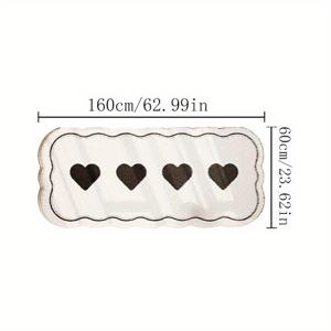 TEMU 플러시 소프트 모조 캐시미어 매트 - 1000g+10mm 두께, 기계 세탁 가능 블랙 & 화이트 하트 디자인, 불규칙한 모양의 현대 거실/침실/욕실용 러그, 데이 홈 데코, 아파트 거주자용 내구성 폴리에스터 바닥 커버링, 침실 장식 매트