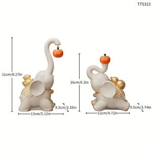 TEMU 2개 세트 조합 포장, 화이트 레진 코끼리 동상 - 행운의 풍수 부자 축복 조각품, '모든 것이 잘 될 것' 상징이 담긴 핸드메이드 모던 선물, 실내 액센트 (행운 장식)