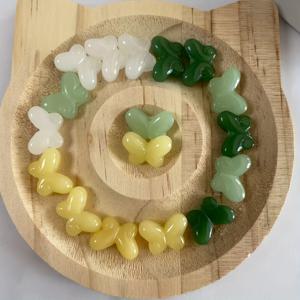 TEMU 30pcs 혼합 색상 유리 나비 비즈 - DIY 한푸 헤어 클립, 빈티지 보석 및 팔찌 제작용 직선 구멍 비즈, 공예용 비즈