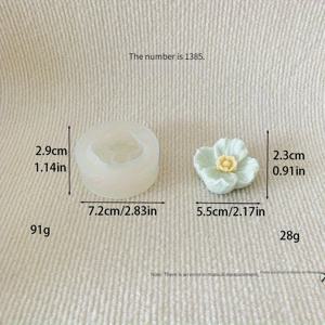 TEMU 수제 아로마테라피 석고 캔들용 3D 양귀비 꽃 실리콘 몰드, 품번 NO.1385