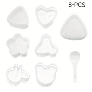 TEMU 8피스 만능 카툰 해초 밥알 몰드 + 스시 스푼 세트! 직장인/학생을 위한 10분 고급 도시락 마법~