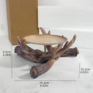 TEMU 1개 수제 금속 사슴 캔들 홀더, 러스틱 베이크드 페인트 마감 - 크리스마스, 추수감사절, 할로윈, 디왈리용 동물 테마 탁상 장식 - 독특한 기념일 & 휴일 선물, 뿌리가 있는 앤틸러 디자인