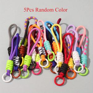 TEMU 핸드폰용으로 다양한 색상의 5개 세트의 휴대용 전화줄 - 휴대폰 액세서리, 키링 및 케이스 홀더용으로 내구성이 뛰어난 폴리에스터 스트랩, 핸드폰 장식 및 할로윈 선물에 적합한 축제적인 액세서리, 재미있는 디자인, 튼튼한 구조|핸드폰케이스|키링|키링부자재