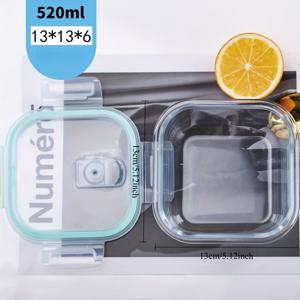 TEMU 1개 10.82oz 두꺼운 유리 도시락통, 전자레인지 사용 가능, 직사각형 식기 용기, 학생 및 직장인에게 적합, 가정용 및 음식 보관에 이상적, 백투스쿨