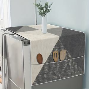 TEMU 옆면에 수납 공간이 있는 냉장고 커버 및 세탁기 커버, 가정용 냉장고 및 세탁기에 적합, 기하학적 패치워크 프린트 패턴이 특징인 실용적인 가정용 섬유 제품