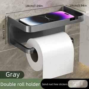 TEMU 고급스러운 자가 점착식 벽걸이 티슈 홀더 (수납 선반 포함) - 고광택 폴리싱 티슈 박스 디스펜서, 욕실 및 주방 액세서리에 적합, 화장지 보관, 수건 보관, 욕실 용품, 호텔용