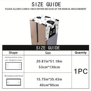 TEMU J1pc 다기능 냉장고 커버, 검정색과 흰색 만화 고양이 패턴, 2025년 새로운 세탁기 천, 서서히 있는 냉장고 커버, 옷, 건조기, 냉장고를 먼지 손상으로 보호, 가정용 주방 장식 보관 천