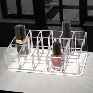 TEMU 16단 투명 플라스틱 화장품 정리함 - 립스틱 & 네일폴리시 홀더 포함 - 화장대, 책상, 욕실용 카운터탑 수납함 - 공간절약형 메이크업 브러쉬 & 뷰티 제품 정리함, 내구성 있는 모던 디자인 (조립 불필요), 향수 정리함|향수|매니큐어|립스틱