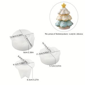 TEMU 레진용 실리콘 몰드 3개 세트. 크리스마스 트리 보관 병 제작을 위해 설계되었으며 레진, 석고, 콘크리트 캐스팅에 적합합니다. 이 몰드는 양초 병 제작을 위한 별 모양의 뚜껑도 포함되어 있습니다.