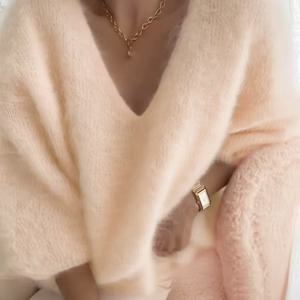 TEMU 새로운 루즈 V넥 스웨터, 가을철에 적합한 스타일리시하고 시크한 여성 가을/겨울 의류