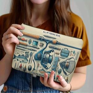 TEMU 1개 낚시 장비 정리 가방 - 낚싯대, 후크, 루어용 경량 지퍼형 화장품 & 여행 케이스 - 베이지/블루/블랙/화이트/그레이 - 내구성 있는 린넨 소재, 어부를 위한 야외 및 일상 사용 - 여성과 남성을 위한 이상적인 낚시 선물, 낚시 가방, 스타일리시 액세서리, 튼튼한 구조, 다용도 파우치, 야외 활동 애호가|린넨