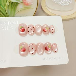 TEMU 10개입 딸기 젤리 수제 3D 네일 스티커, 및 축제룩 필수템, 귀여운 디자인, 여성 선물로 완벽.
