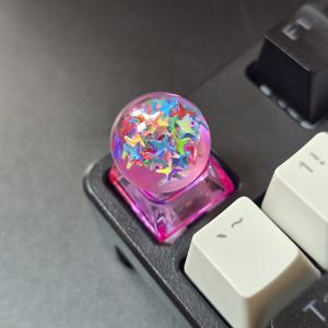TEMU 손으로 만든 투명 키캡, 반짝이는 스팽글 장식 - 기계식 키보드 ESC 키캡, ABS 소재, 디자인, 내구성 좋고 스타일리시한 컴퓨터 부품
