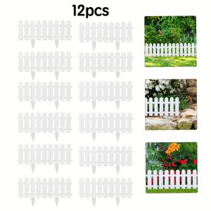 TEMU 플라스틱 정원 픽켓 펜스 - 내구성 강한 장식용 픽켓 펜스 패널, 야드, 화단, 산책로, 발코니 및 테라스용 설치형 에징 - 저유지보 수납 가능한 야외 펜싱 (-내구성)