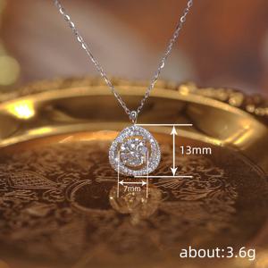 TEMU 1개 빈티지 우아한 원형 목걸이 | 925 실버 도금, 5A 지르코니아, 구리, 데일리 출퇴근, 휴가, 결혼식, 발렌타인데이, 생일, 어버이날, 추수감사절, 크리스마스 선물로 적합