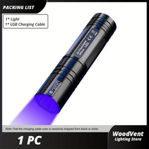 TEMU 1개 395nm 자외선 손전등, LED , 395nm UV 라이트, USB 충전식 휴대용 손전등, 3가지 조명 모드, 얼룩 감지, 애완동물 소변 감지, 호텔 청소, 전갈 사냥, 낚시, 가정용 청소 조명에 이상적
