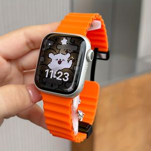 TEMU Apple Watch용 오션 폴딩 버클 iwatch 9 SE Ocean S9 마그네틱 버클 Ultra2 실리콘 S11 스트랩 S10 실리콘 스트랩 시리즈 11 10 46mm 49mm 45mm 44mm 42mm 41mm 40mm 38mm