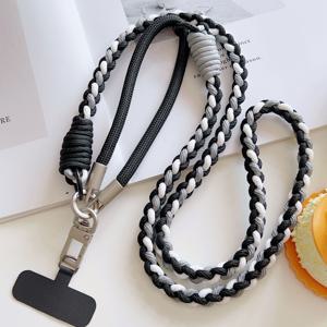 TEMU 솔리드 컬러 4합 브레이드 긴 짧은 로프, 조절 가능한 목걸이 및 크로스바디 휴대폰 끈, 창의적인 짧은 휴대폰 케이스 스트랩.
