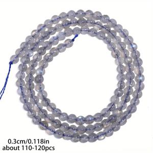 TEMU SONG XI 천연 그레이 문스톤 비즈 - 3mm 라운드 진짜 스톤 스페이서 & 허리 비즈, 발광 DIY 주얼리 만들기, 핸드메이드 목걸이, 팔찌, 귀걸이 액세서리 - 그레이 문스톤 비즈, 크리스마스 선물용