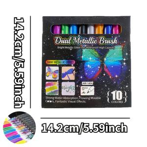 TEMU 10색 글리터 나비 펜, 부드러운 팁 - 생생한 글리터 잉크, 나비 브러쉬 & 글리터 잉크 펜 (공예, 스크랩북, 저널링, 미술 프로젝트용) - 문구 용품, 저널링 도구, 장식 펜, 부드러운 필기감