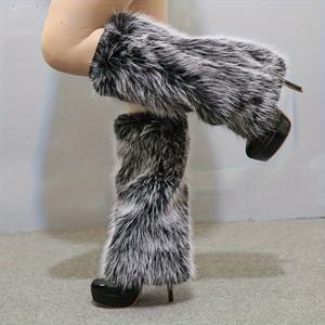 TEMU Y2K 스트리트 스타일 여성용 양말 커버 한 쌍 - 따뜻하고 편안함을 위해 디자인되었으며 가을, 겨울, 봄에 적합합니다. 패셔너블하고 다재다능한 추가품이며 세탁기 사용하거나 손세탁 가능하며 플러시 질감이 특징입니다.